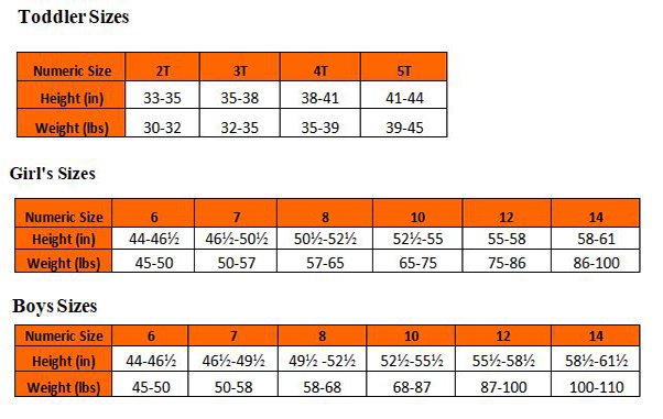 Kids size chart